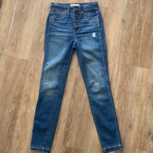 Madewell 10” High Rise Skinny Button Front Jean Size